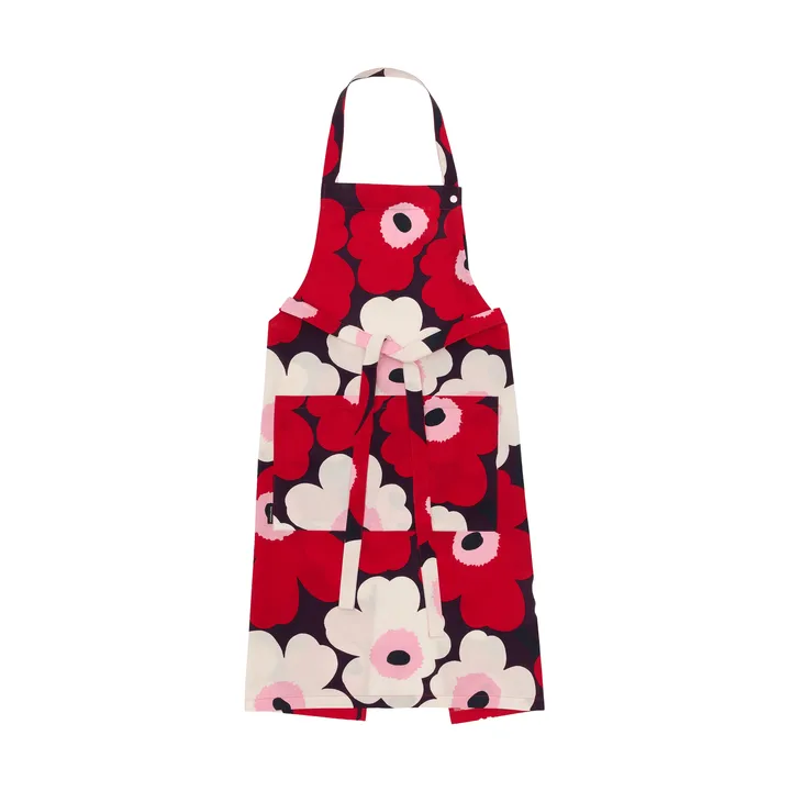 Pieni Unikko apron - Plum-cranberry-off white-rose - Marimekko