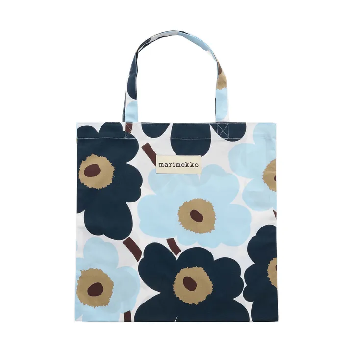 Pieni Unikko bag 44x43 cm - White-blueberry-cold blue-dark brown - Marimekko