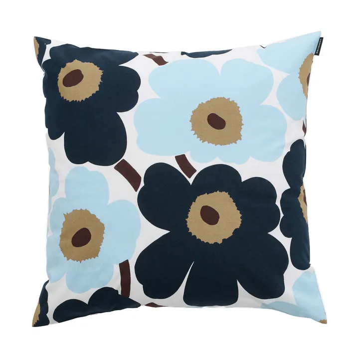 Pieni Unikko cushion cover 50x50 cm - White-blueberry-cold blue-dark brown - Marimekko