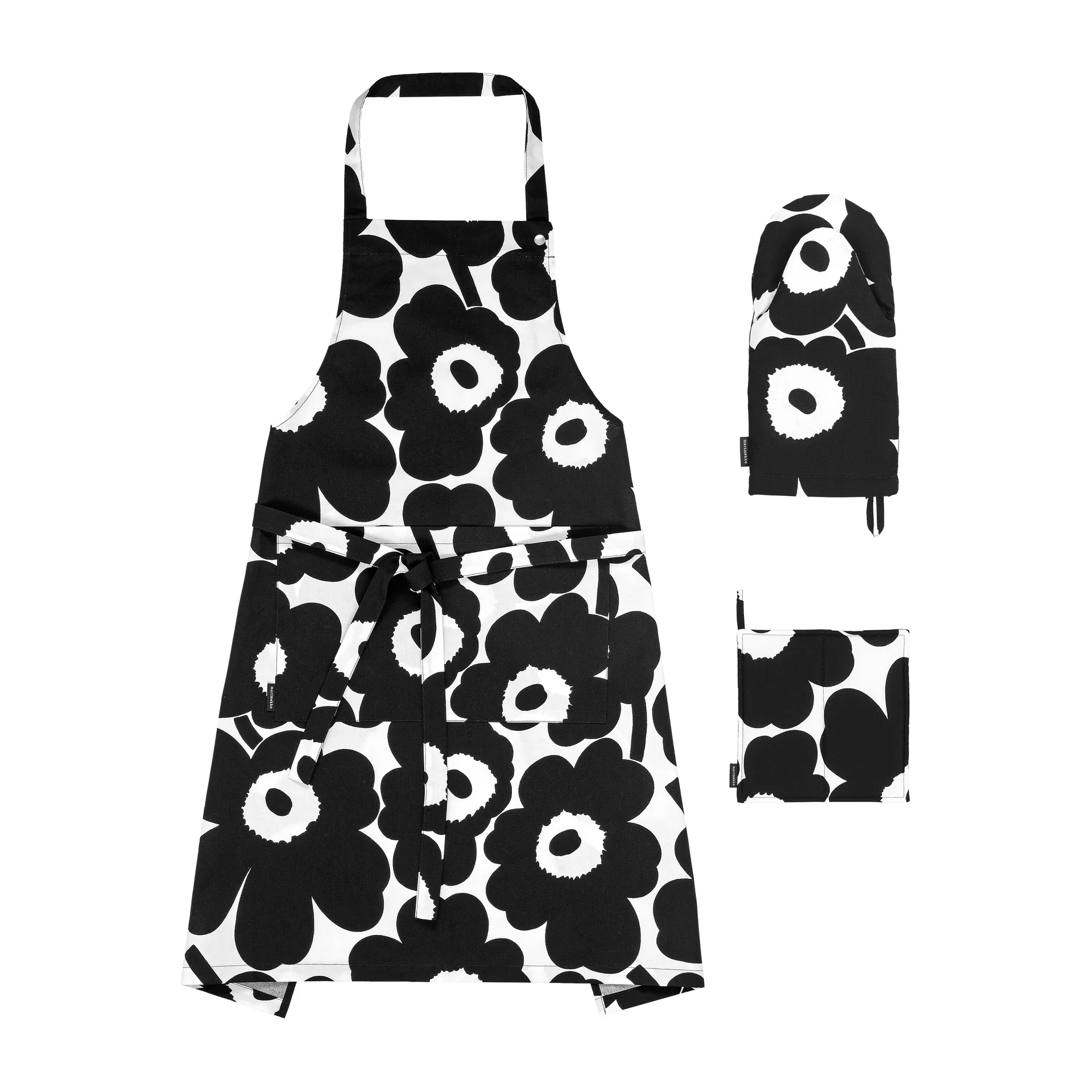 Pieni Unikko kitchen textiles set, White-black Marimekko
