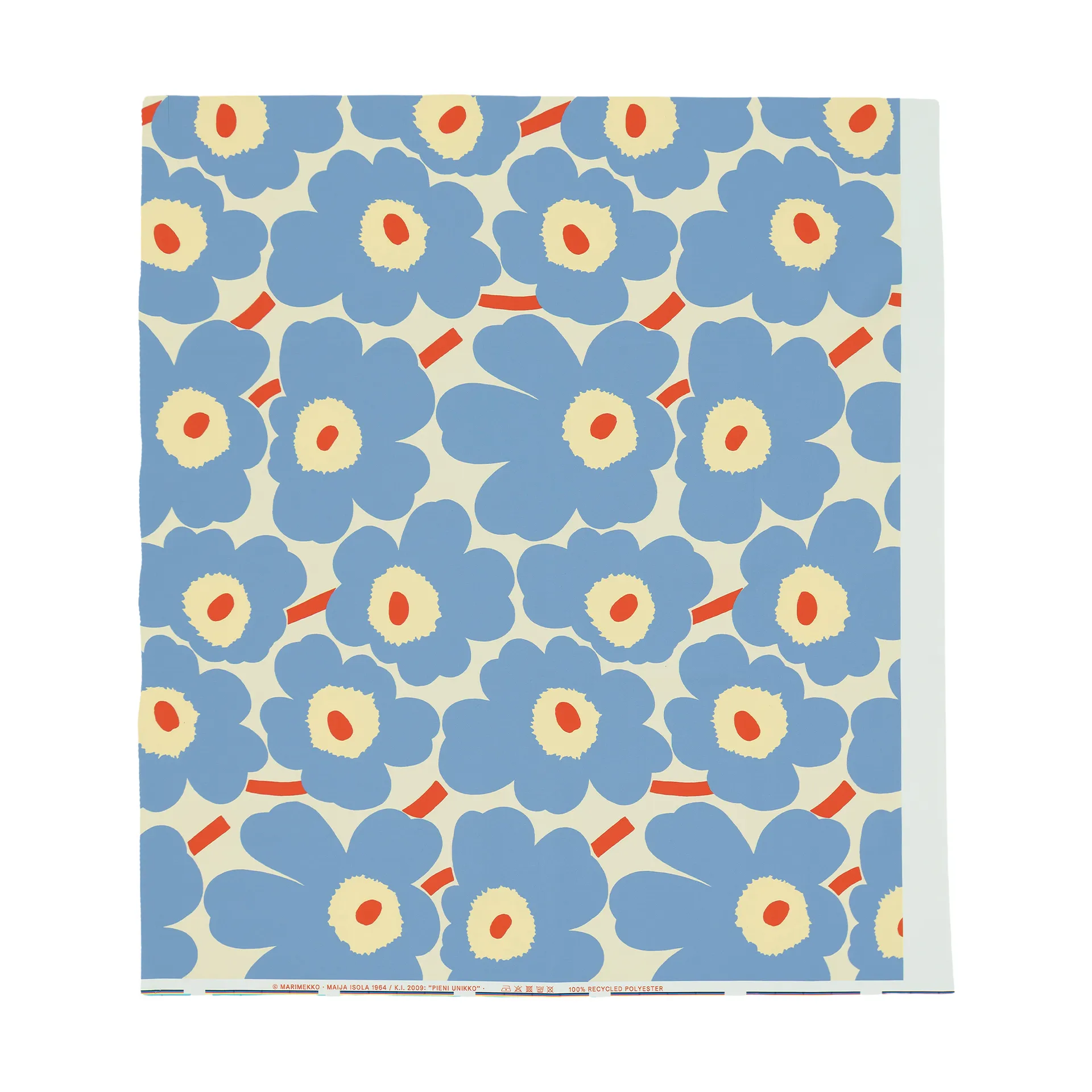 Pieni Unikko outdoor fabric, Off white-light blue-melon-orange red Marimekko