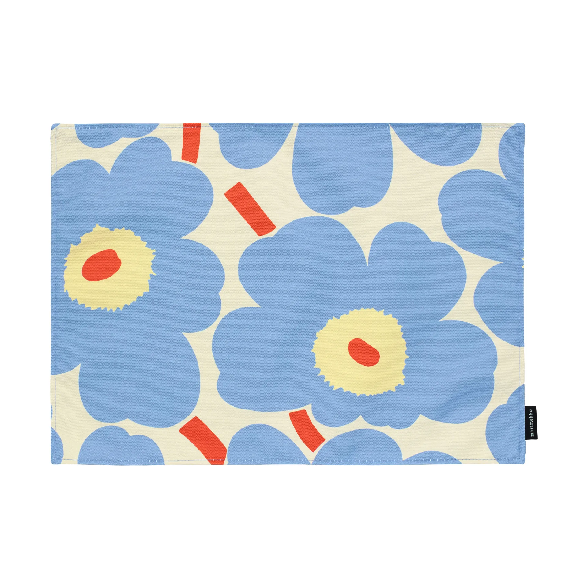 Pieni Unikko placemat, Off white-light blue-melon-orange red, 31x42 cm Marimekko