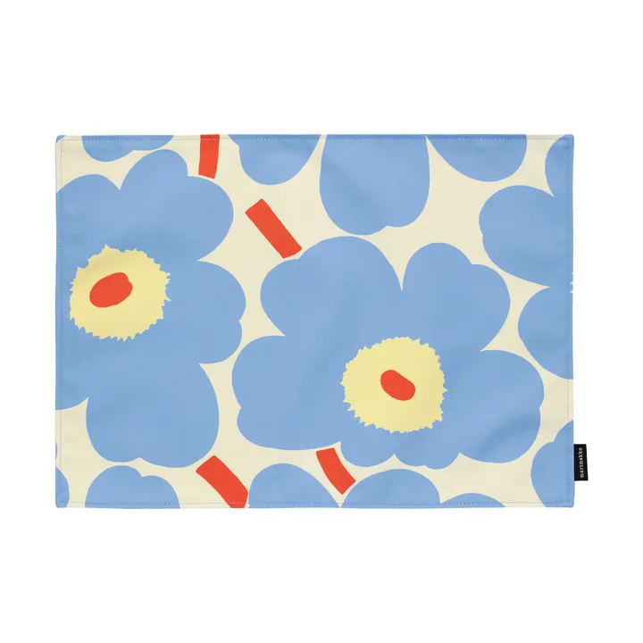 Pieni Unikko placemat - Off white-light blue-melon-orange red, 31x42 cm - Marimekko