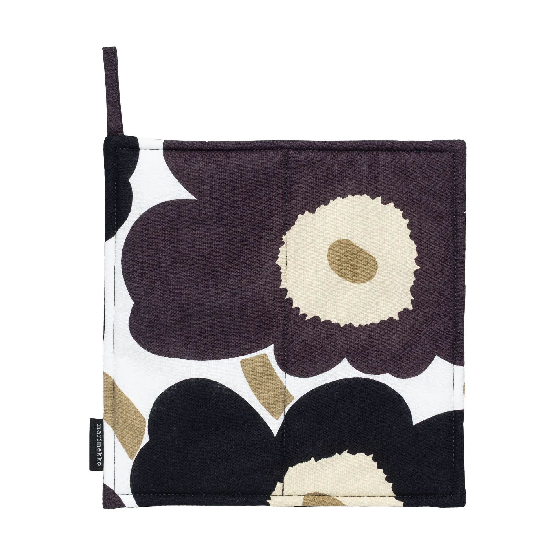 Pieni Unikko pot holder 21,5x21,5 cm, White-dark grey-beige Marimekko