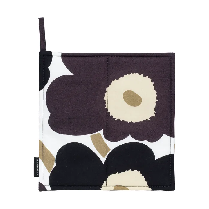 Pieni Unikko pot holder 21,5x21,5 cm - White-dark grey-beige - Marimekko