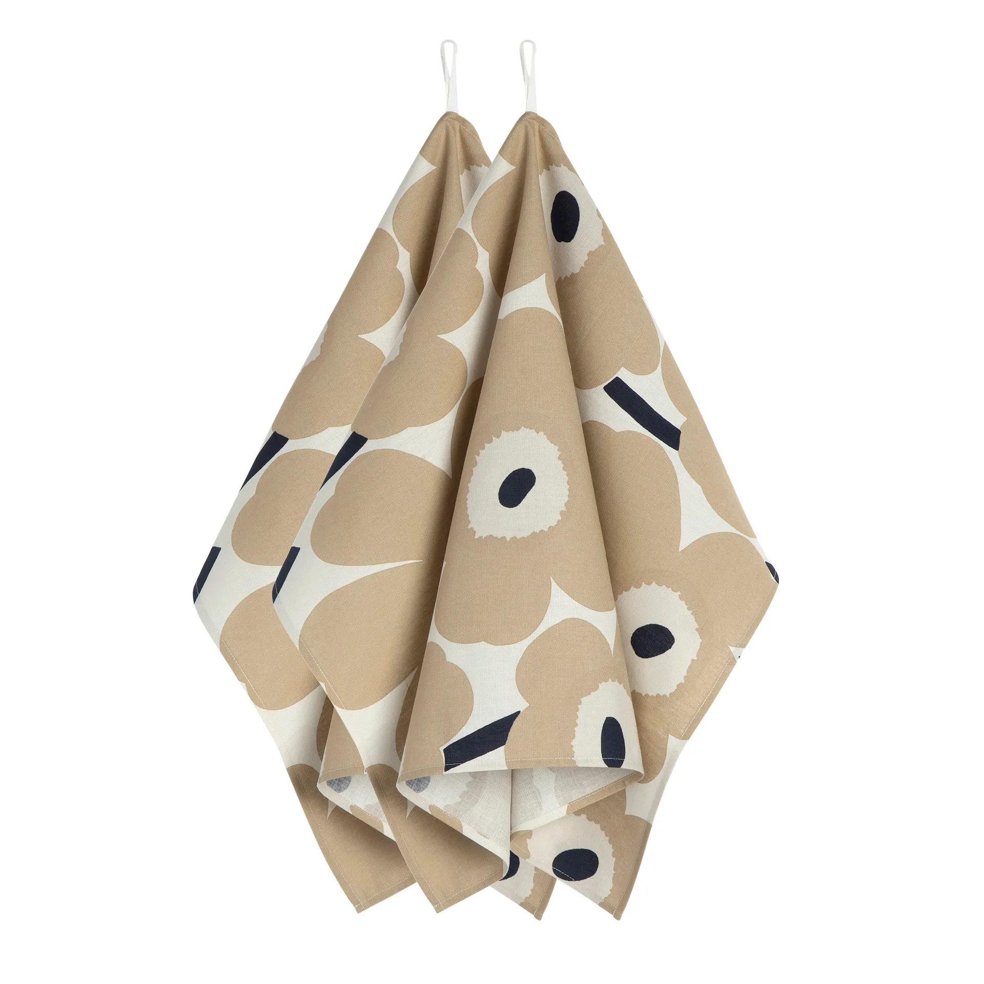 Pieni Unikko tea towel 2-pack, Off white-beige-blue Marimekko