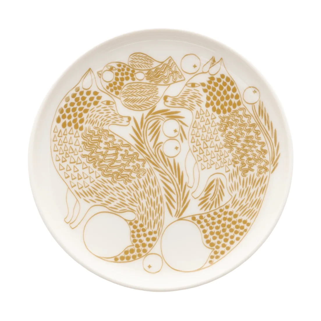 Piirto Ketunmarja side plate, White-bronze brown, Ø13.5 cm Marimekko