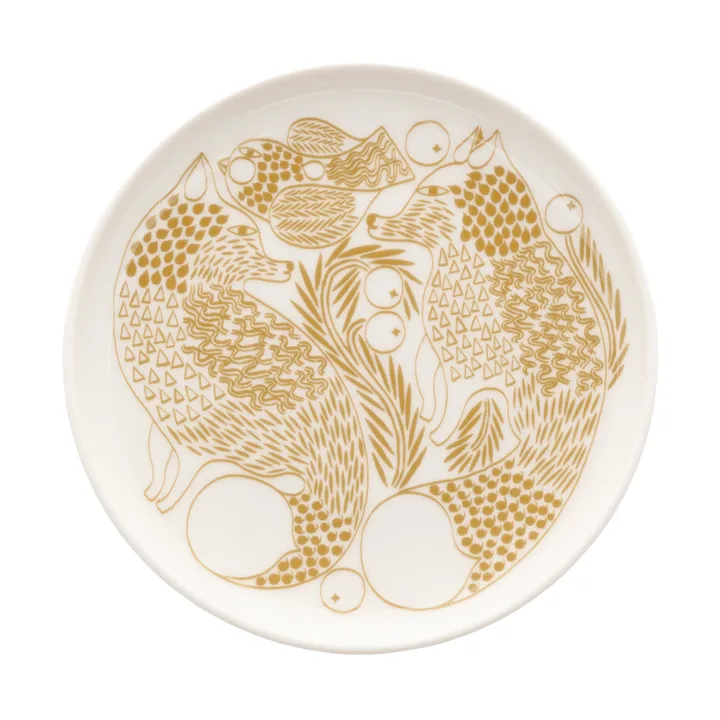 Piirto Ketunmarja side plate - White-bronze brown, Ø13.5 cm - Marimekko