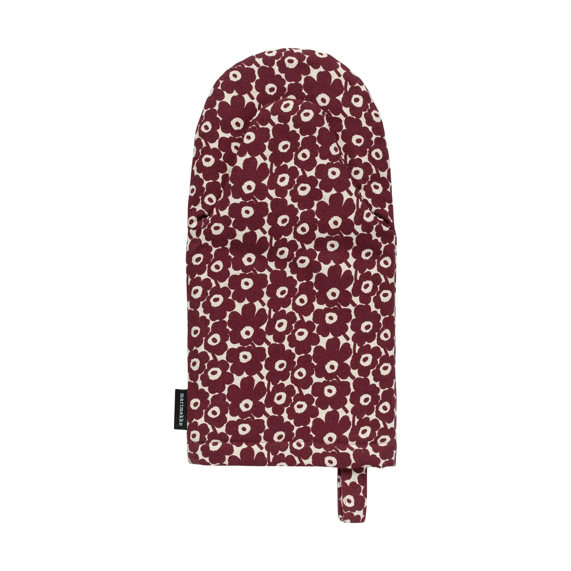 Pikkuinen Unikko oven mitt, Linen-burgundy Marimekko
