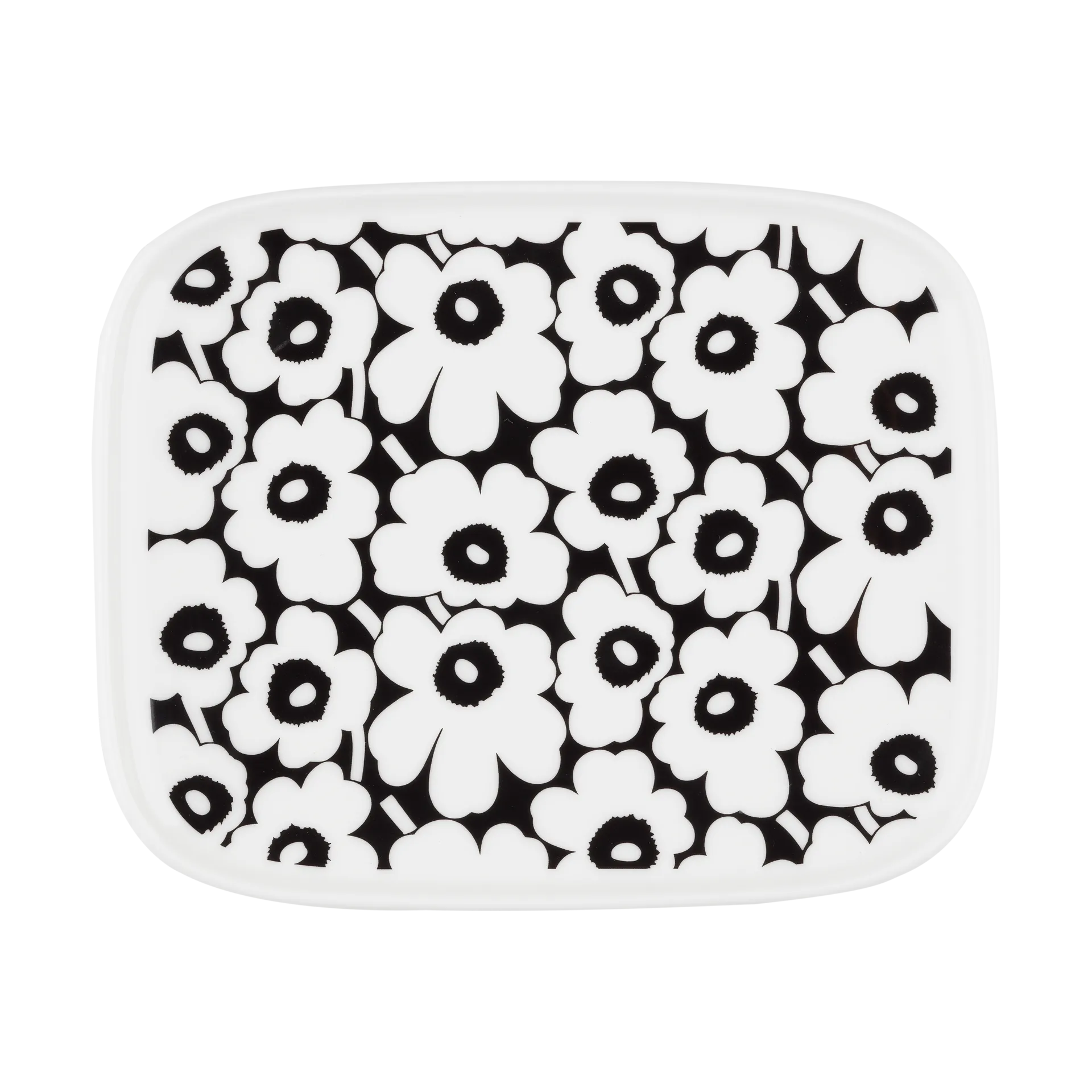 Pikkuinen Unikko plate 12x15 cm, Black-white Marimekko