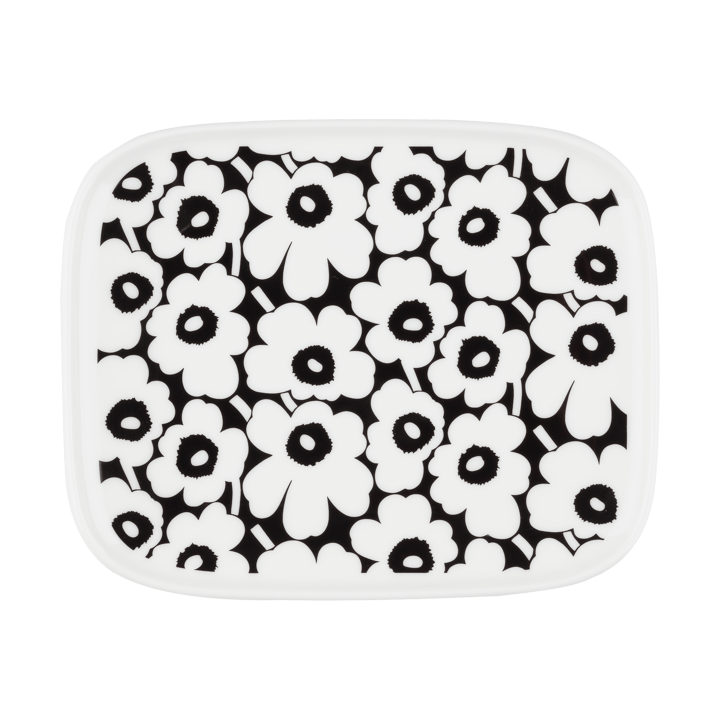 Pikkuinen Unikko plate 12x15 cm, Black-white Marimekko