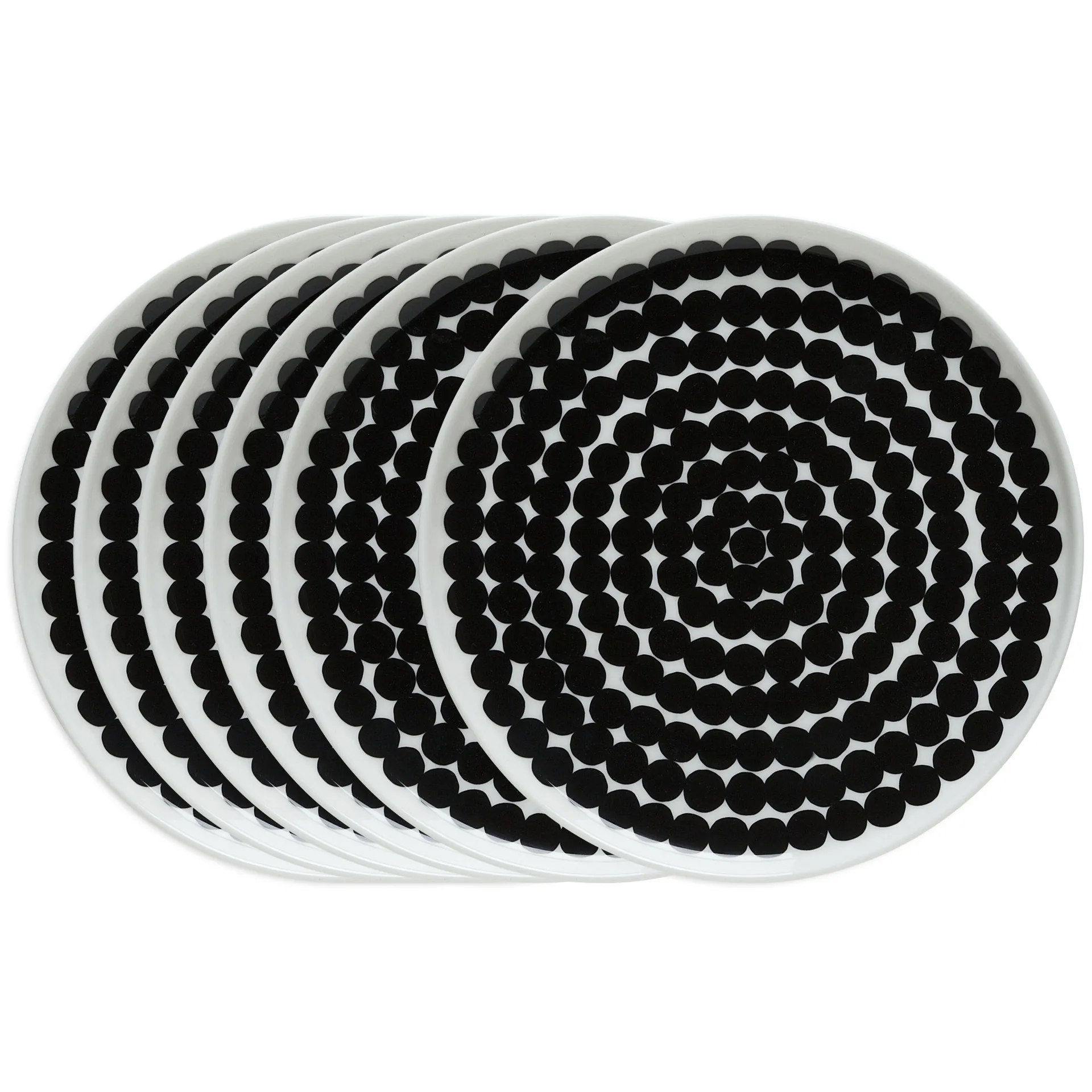 Räsymatto plate 20 cm, 6-pack black-white Marimekko