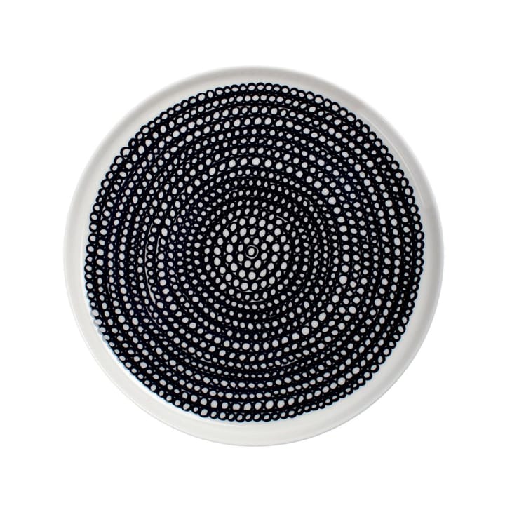 Räsymatto plate Ø 20 cm, black-white, small dots Marimekko