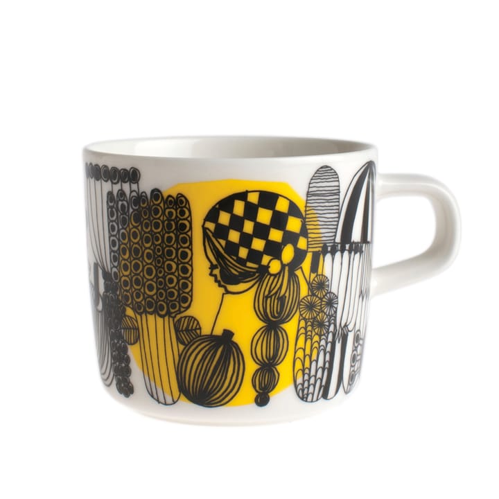 Siirtolapuutarha coffee cup 20 cl, white-black-yellow Marimekko