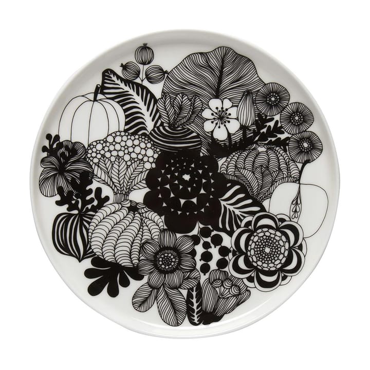 Siirtolapuutarha plate Ø 20 cm, black-white (Finland 100 years) Marimekko