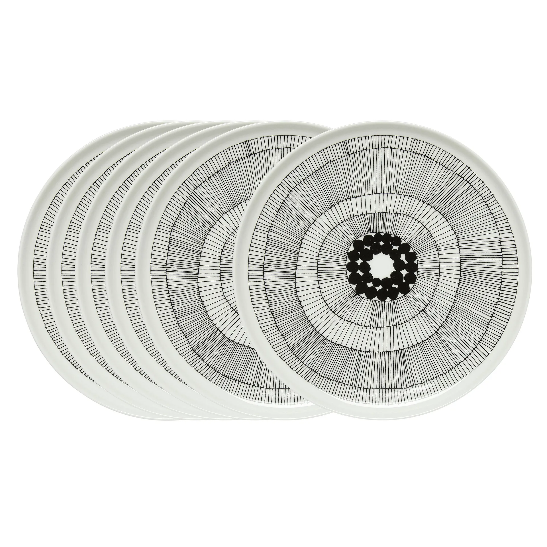 Siirtolapuutarha plate Ø 25 cm, 6-pack black-white Marimekko