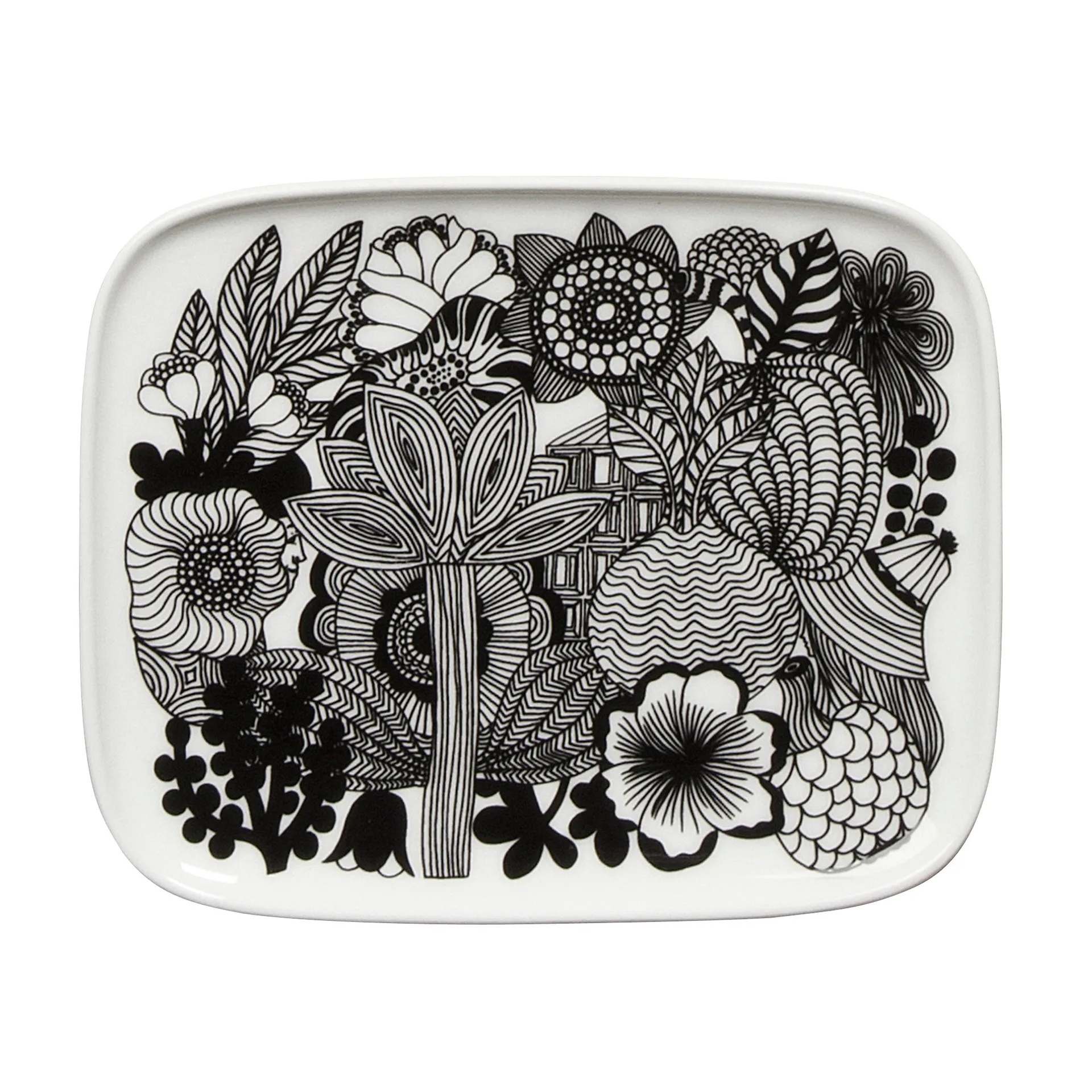 Siirtolapuutarha saucer 15x12 cm, black-white (Finland 100 years) Marimekko