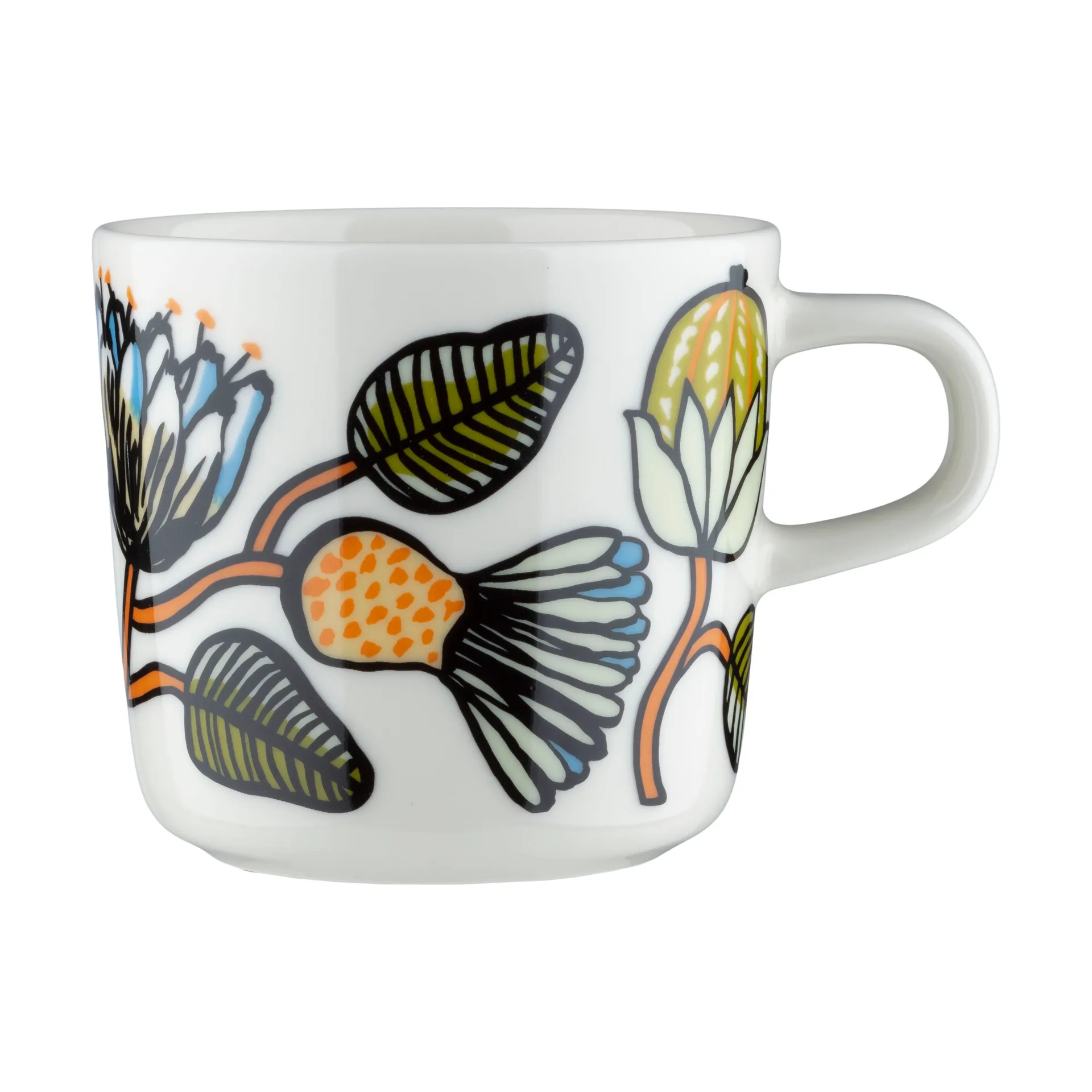Tiara coffee cup 20 cl, White-warm orange-green Marimekko