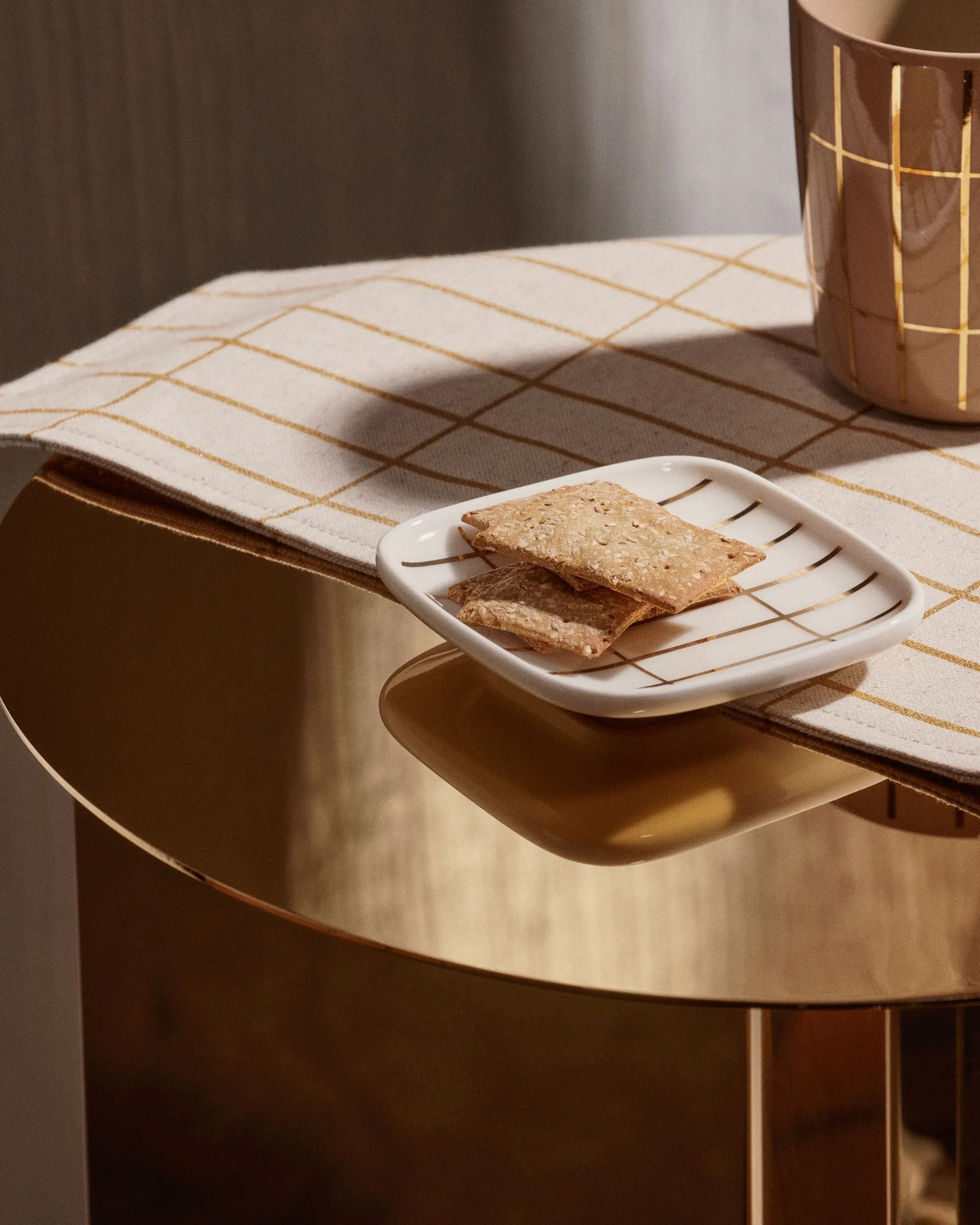 Tiiliskivi plate 10x10 cm, White-gold Marimekko