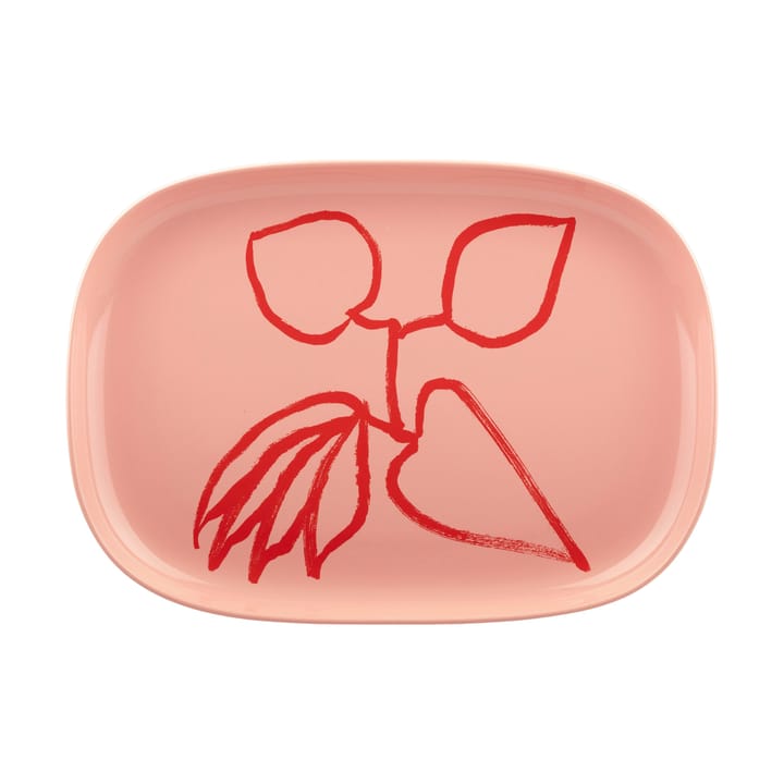 Ukonhattu serving dish 23x32 cm - Salmon red-tomato red - Marimekko