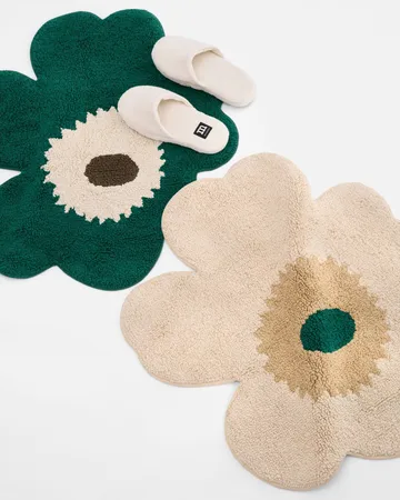 Unikko bathroom mat 73x74 cm - Hay-sand-emerald - Marimekko