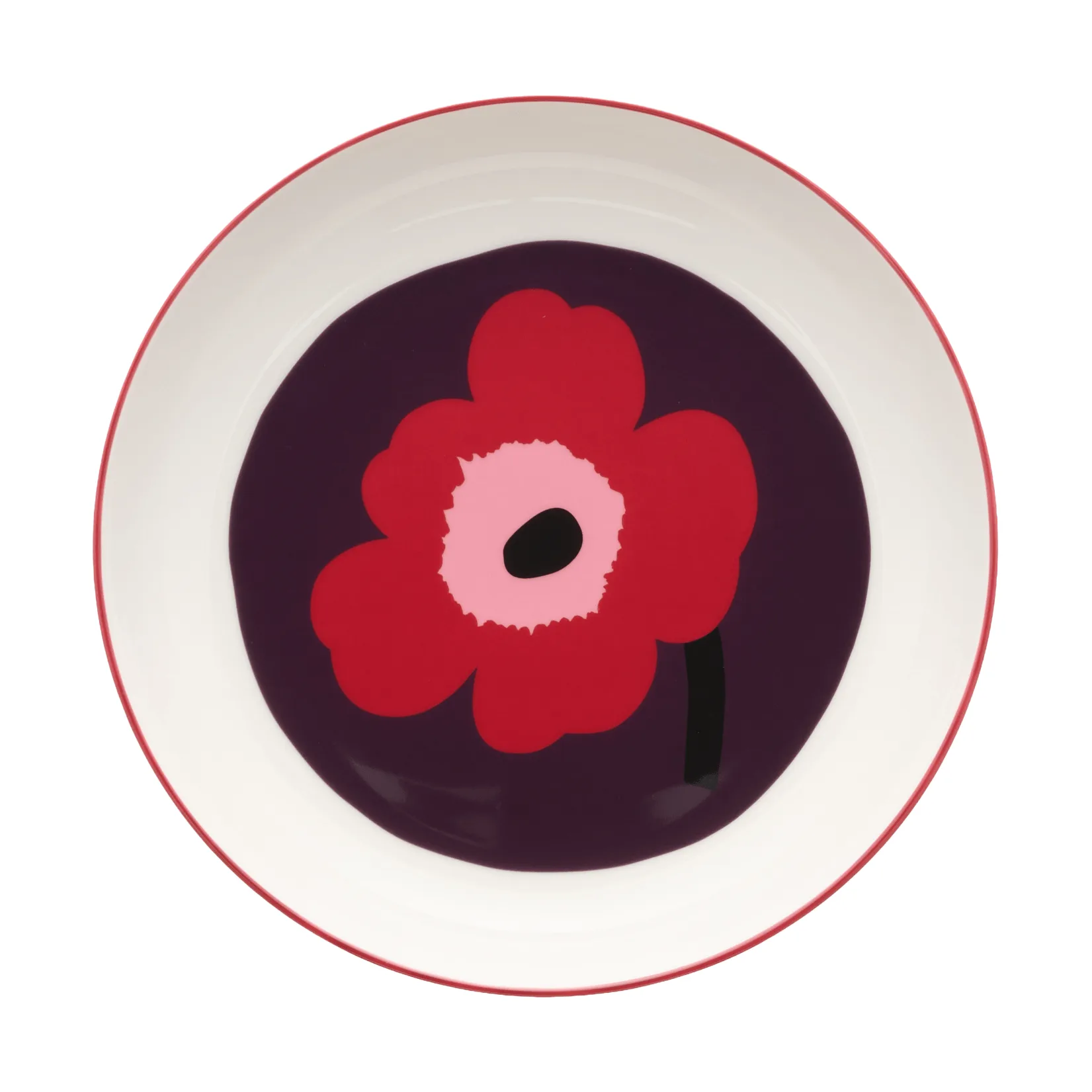 Unikko deep plate Ø20.5 cm, White-plum-cranberry-pink Marimekko