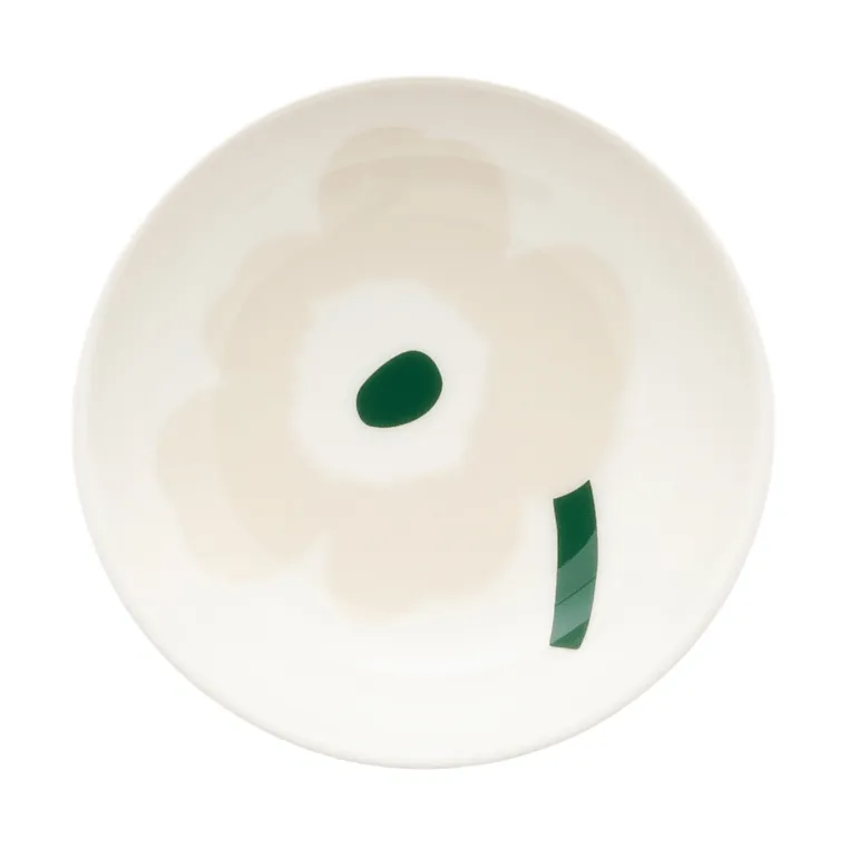 Unikko deep plate, Beige-white-light sand-dark green Marimekko