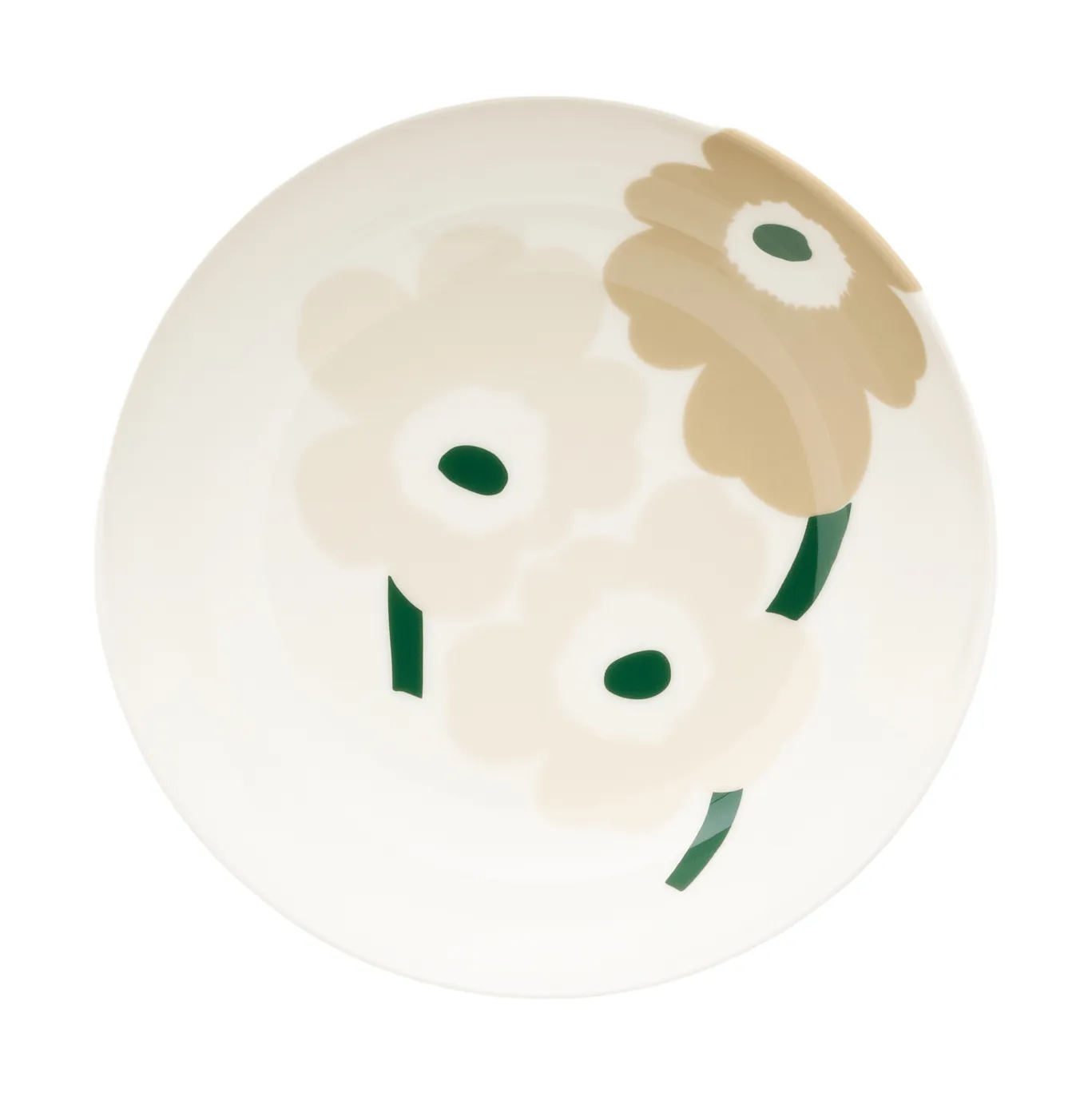 Unikko deep plate, Beige-white-light sand-dark green Marimekko