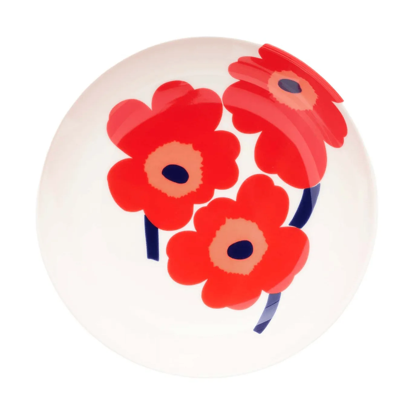 Unikko deep plate, White-red-blue Marimekko