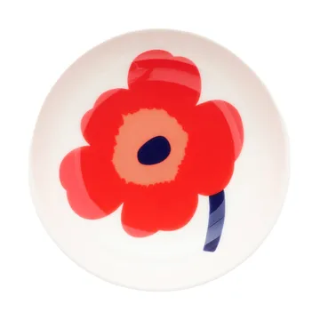 Unikko deep plate - White-red-blue - Marimekko