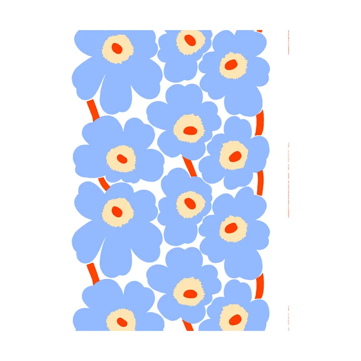 Unikko fabric - Natural white-light blue-orange - Marimekko