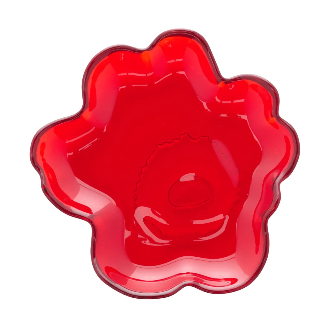 Unikko glass plate Ø13 cm, Red Marimekko