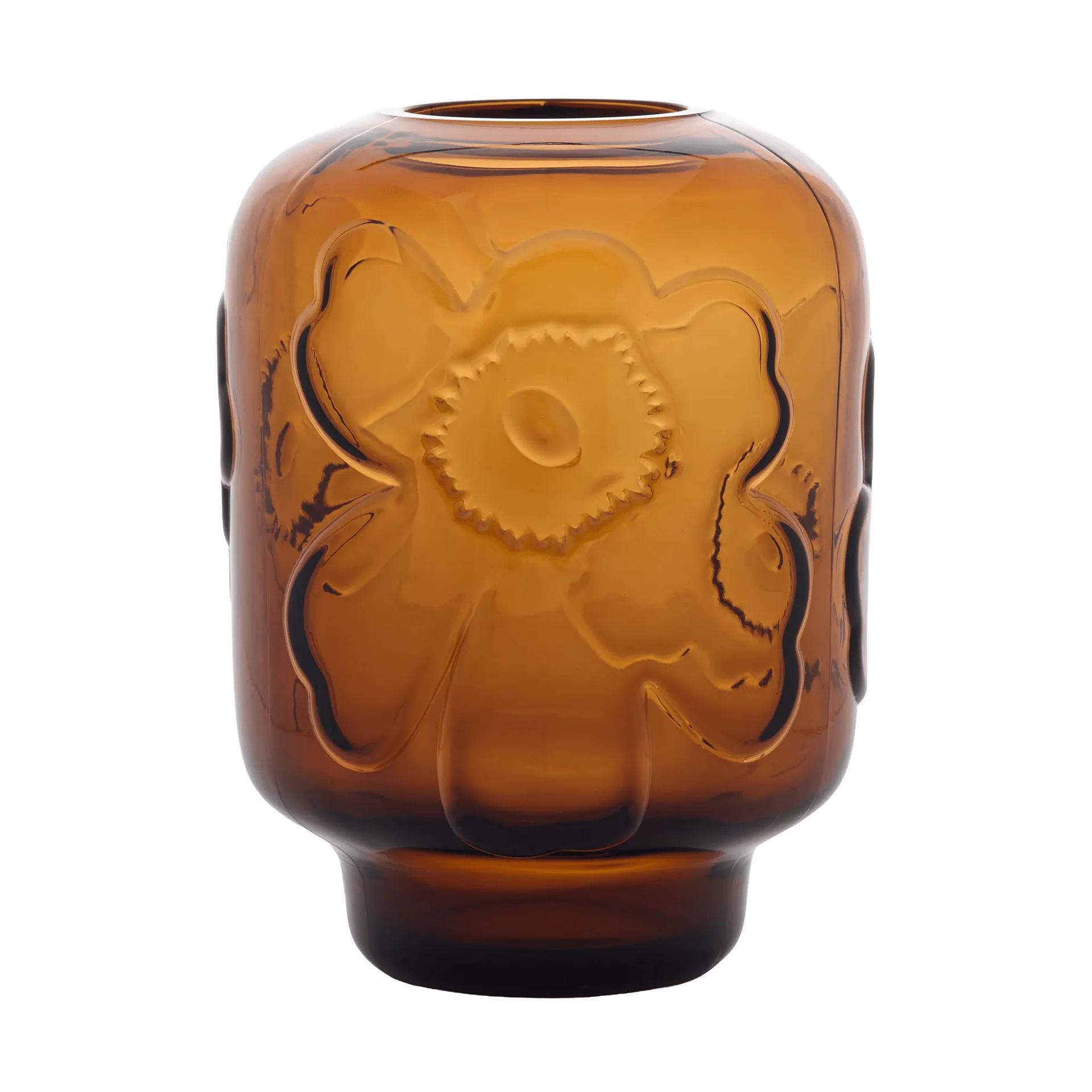 Unikko glass vase, Cognac, 18 cm Marimekko