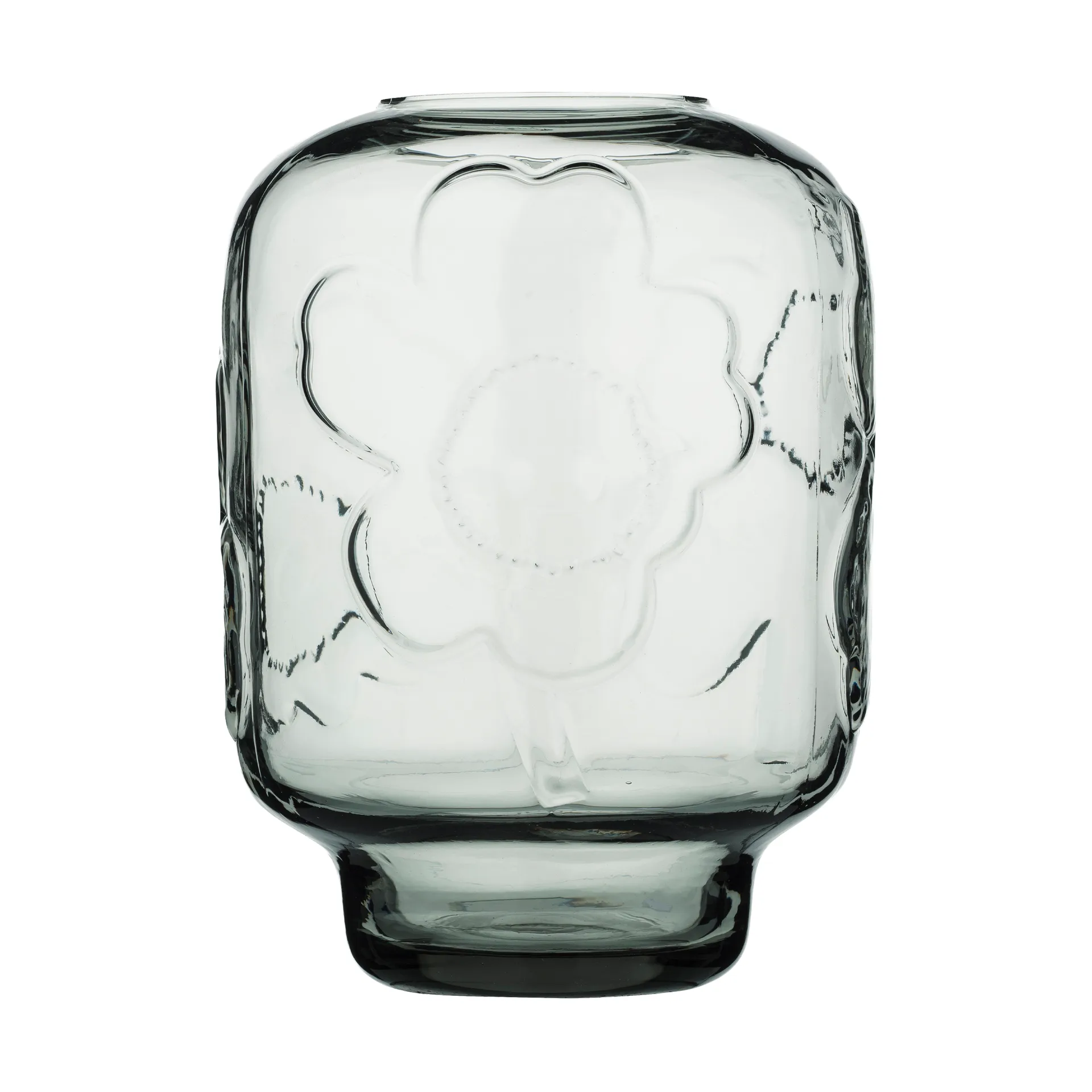 Unikko glass vase, Misty grey, 18 cm Marimekko