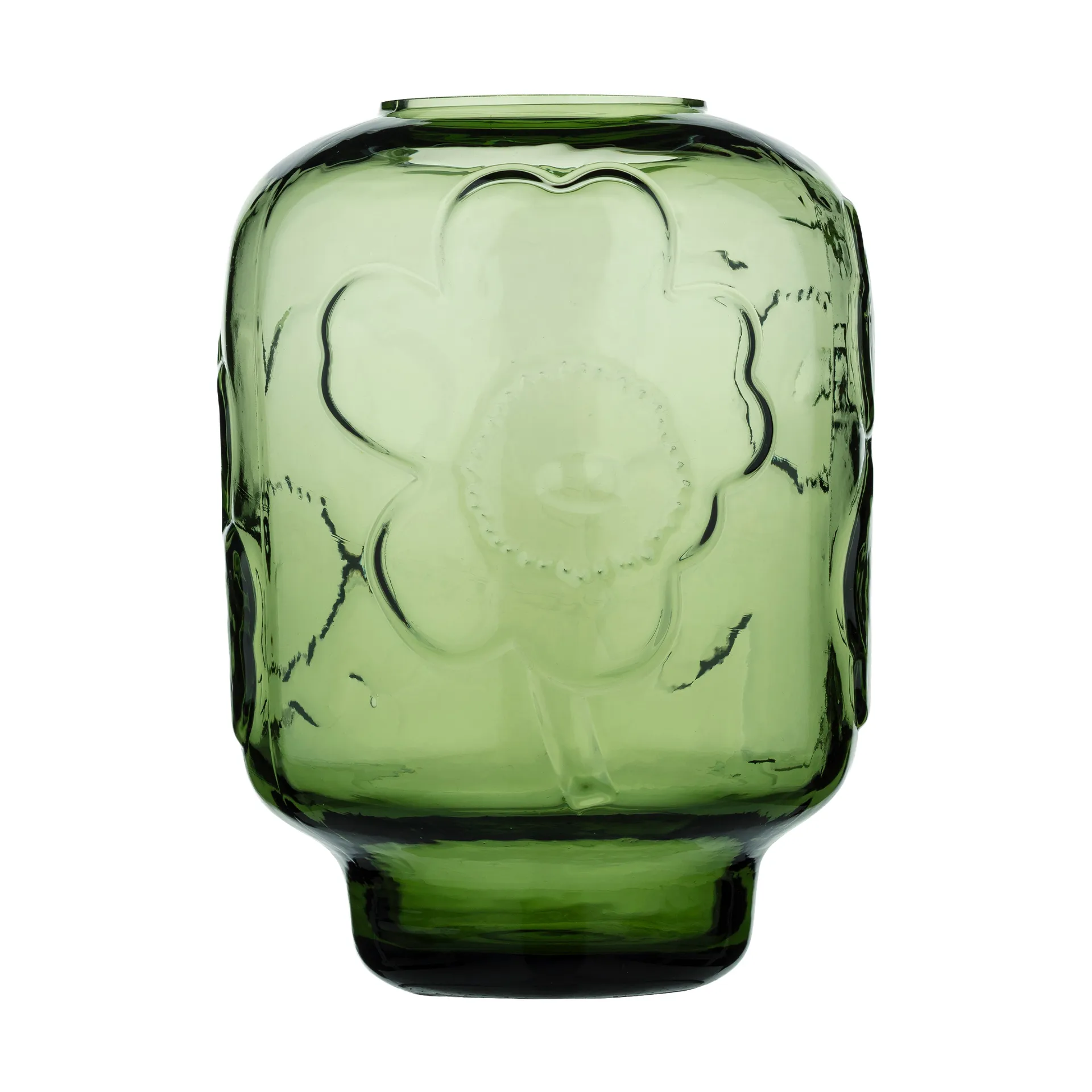 Unikko glass vase, Olive, 18 cm Marimekko