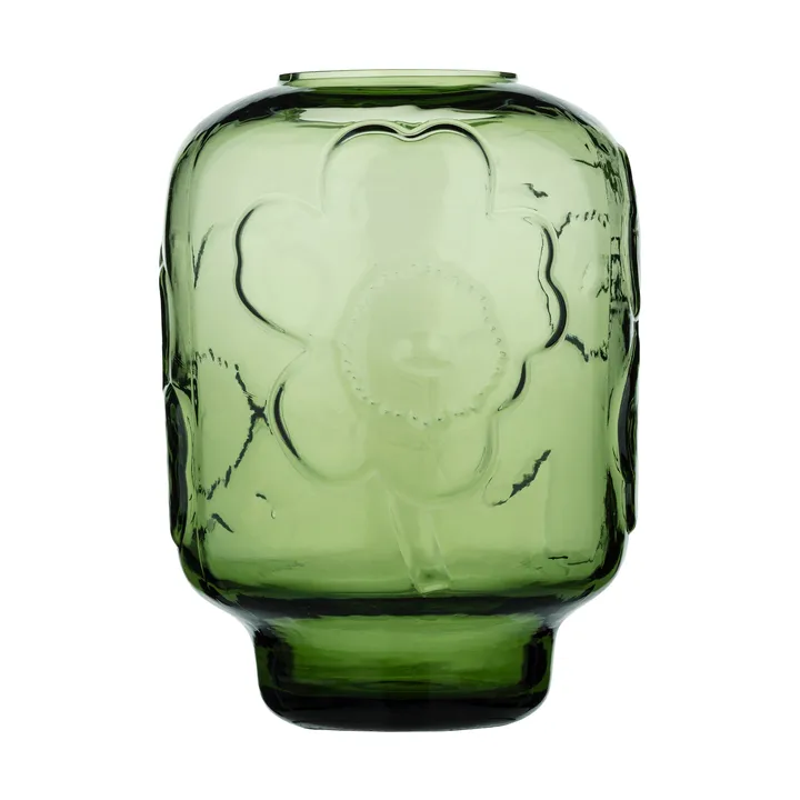 Unikko glass vase - Olive, 18 cm - Marimekko