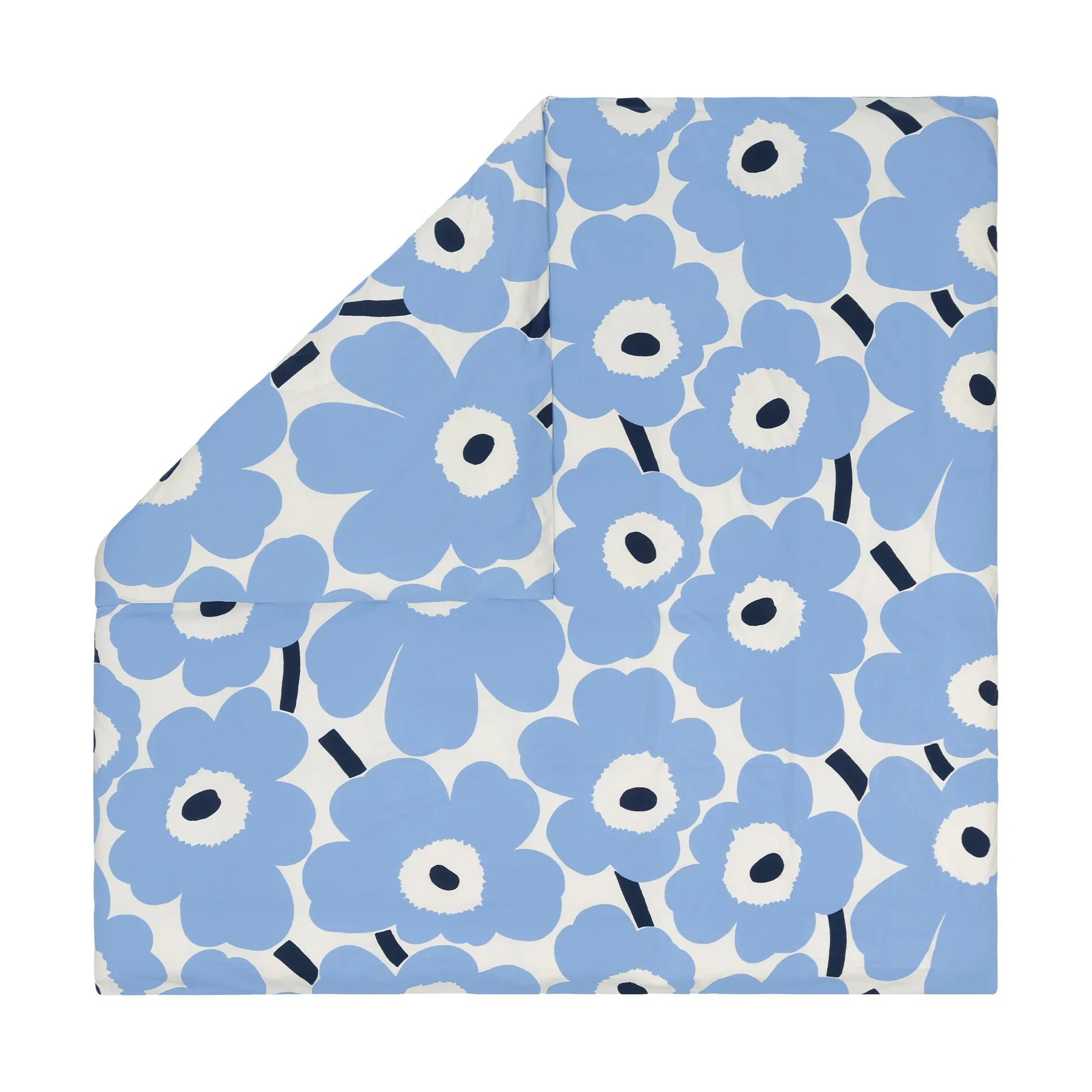 Unikko jersey duvet cover, Off white, light blue, navy, 240x220 cm Marimekko