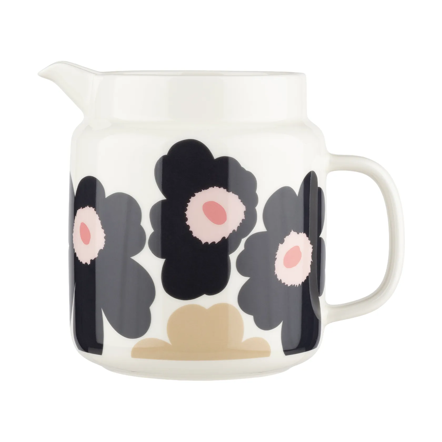 Unikko jug 1.25 L, Off white-charcoal-sand-pink Marimekko