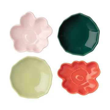 Unikko & kivet shape plate 4 pieces - Pink-pear-red-dark green - Marimekko