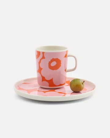 Unikko mug 25 cl - White-pink-orange - Marimekko
