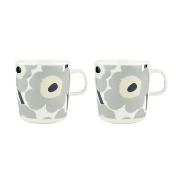 Unikko mug 40 cl 2-pack - White-light grey-sand-dark blue - Marimekko