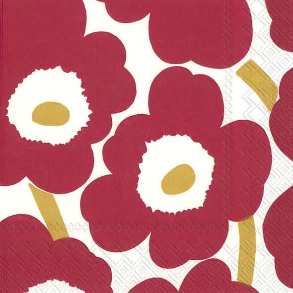 Unikko napkins 33x33 cm 20-pack, Red-Gold Marimekko