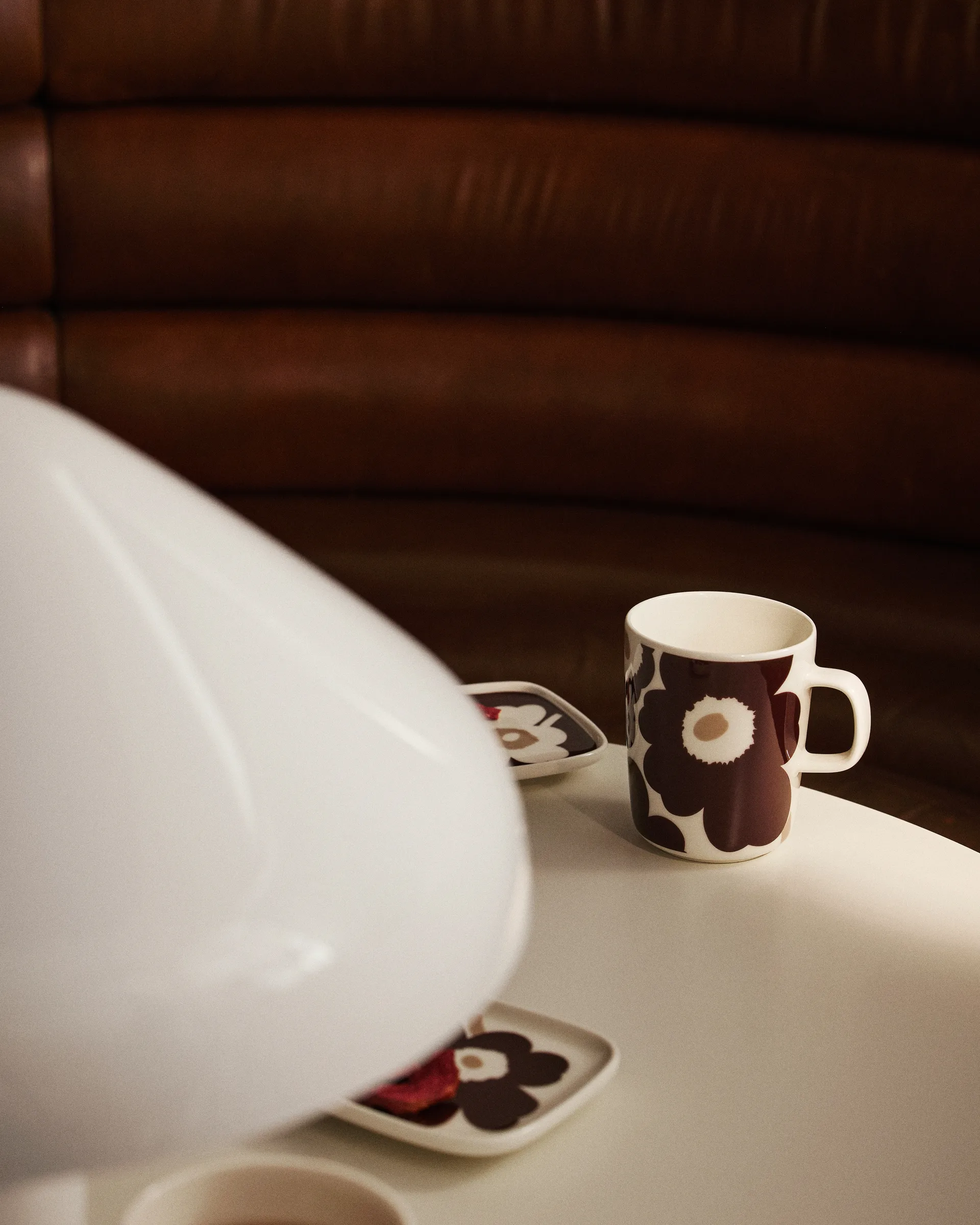 Unikko plate 10x10 cm 2 pack, Burgundy-white-beige Marimekko