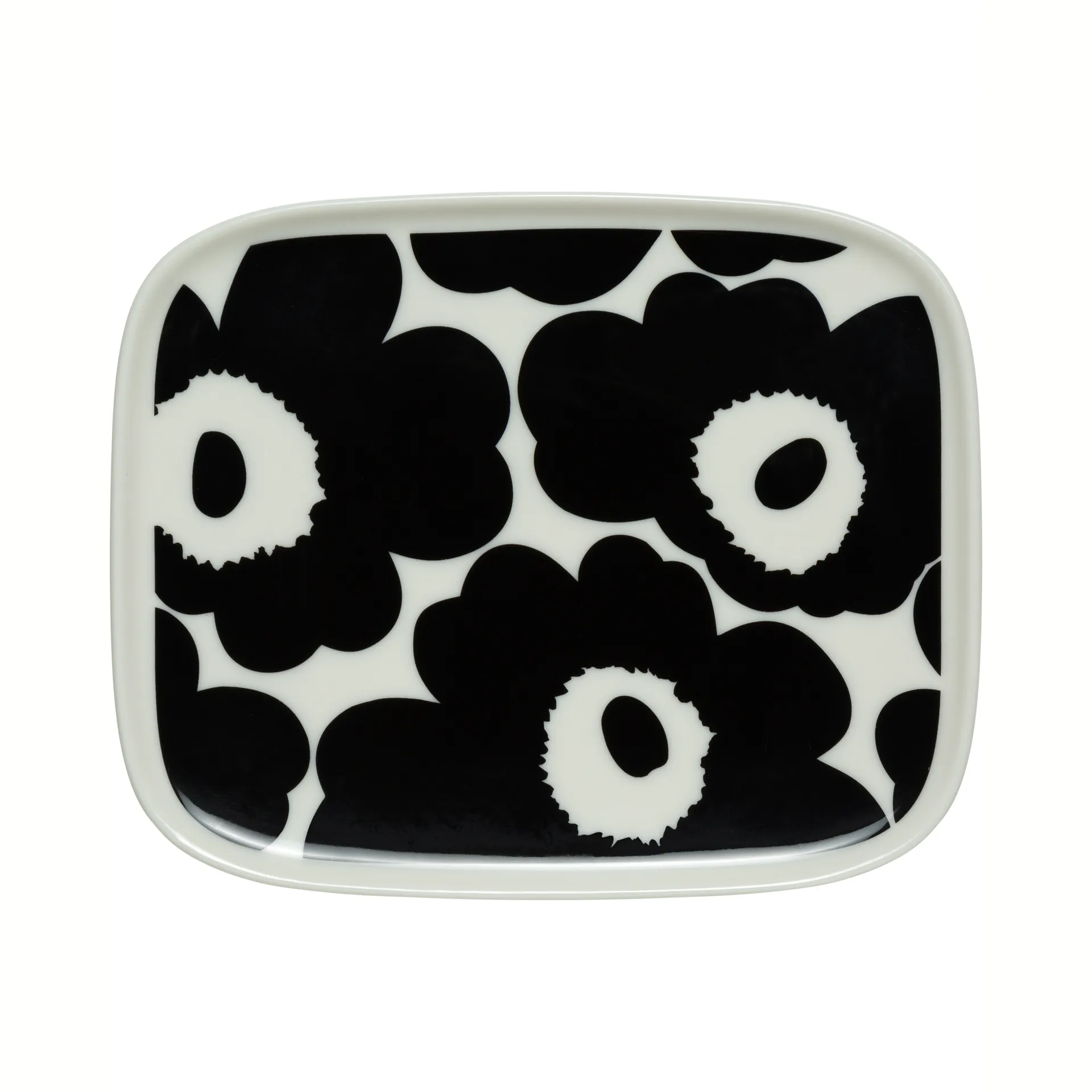 Unikko plate 12x15 cm, black and white Marimekko