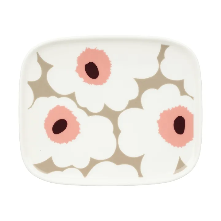 Unikko plate 12x15 cm - White-clay-powder-dark wine - Marimekko