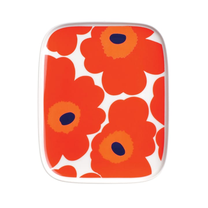 Unikko plate 15x12 cm, red-white Marimekko