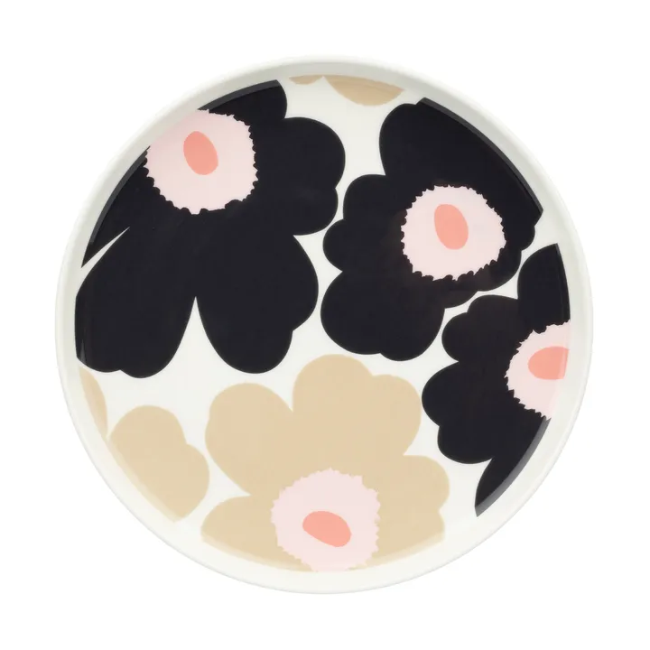 Unikko plate 20 cm - Off white-charcoal-sand-pink - Marimekko