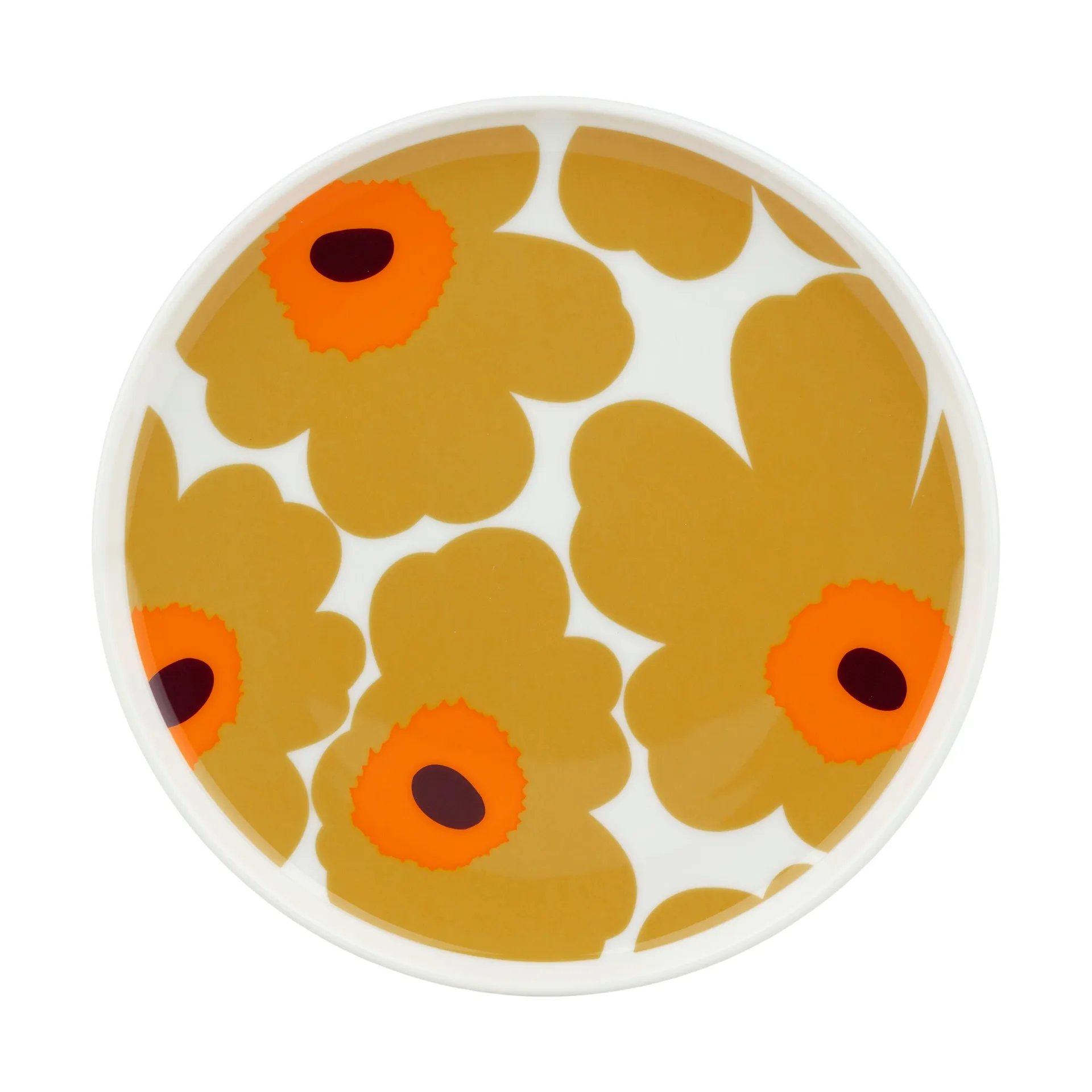 Unikko plate 20 cm, White-caramel-warm orange Marimekko