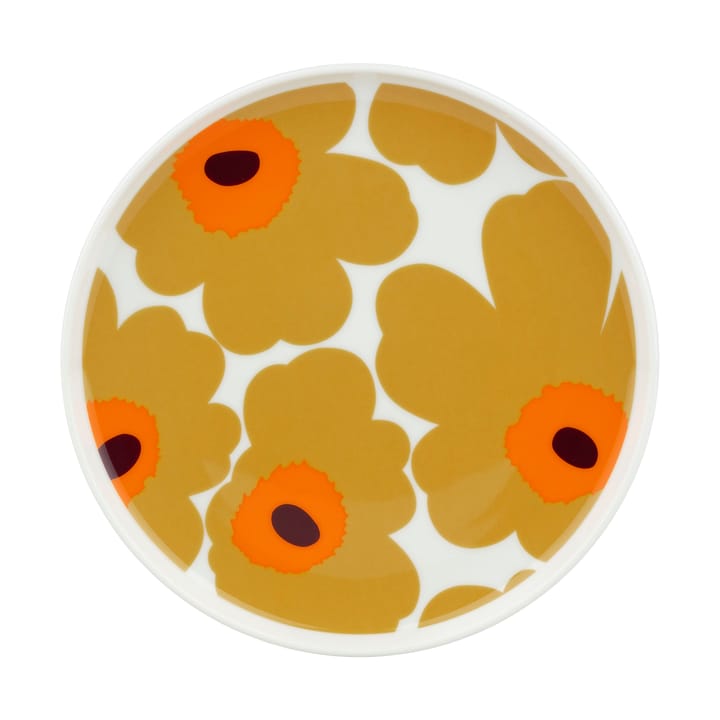 Unikko plate 20 cm - White-caramel-warm orange - Marimekko