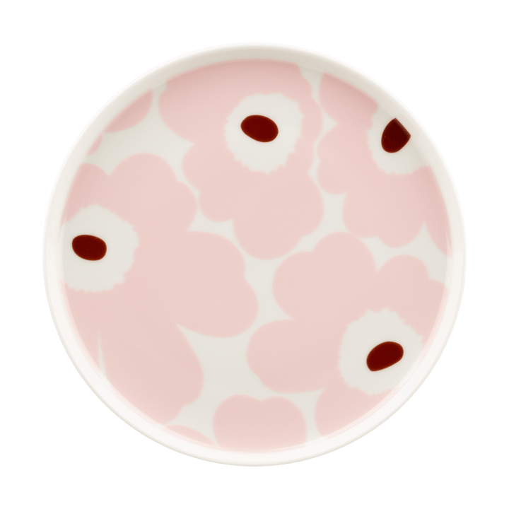 Unikko plate 20 cm - White-light pink-chestnut - Marimekko